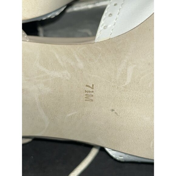 Marc Fisher Leather Pep Toe 4" Heels Lace Up Shoes Open Sides Tan White Sz 7.5 - Picture 8 of 9